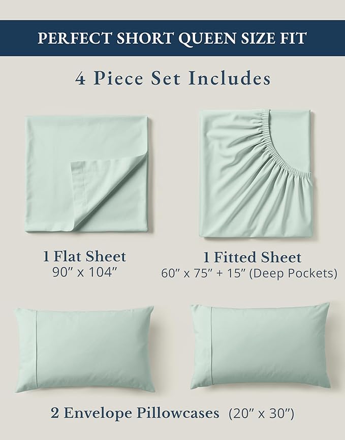 Linen Bed Sheet Set - Queen - 15 in Deep Pocket - 4 Piece