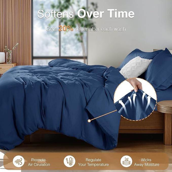 Linen Duvet Cover Set - Queen - 3 Piece
