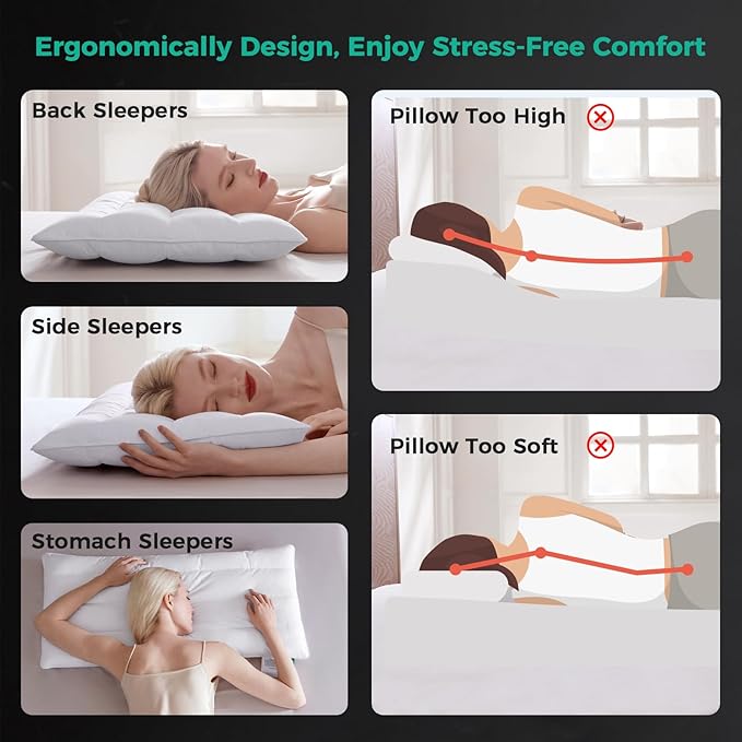 100% Cotton Bed Pillow - King - 18 x 36 in - 2 Piece