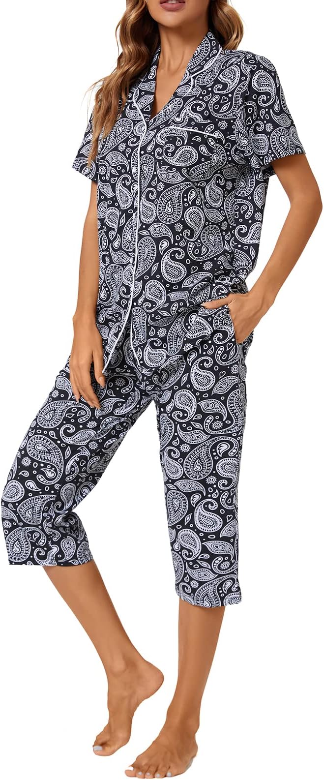 Capri Pajama Set - Short Sleeve - 2 Piece
