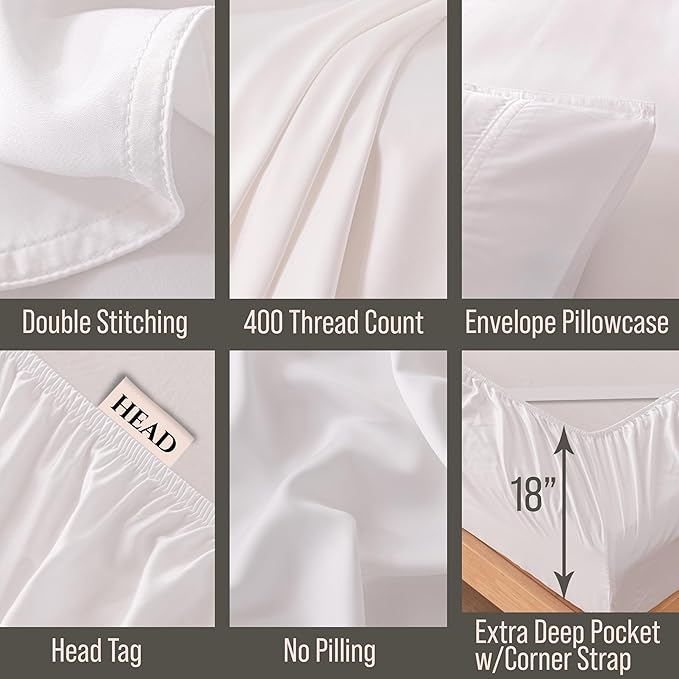 Bamboo Cooling Bed Sheet Set - Twin XL - 18 in Deep Pocket