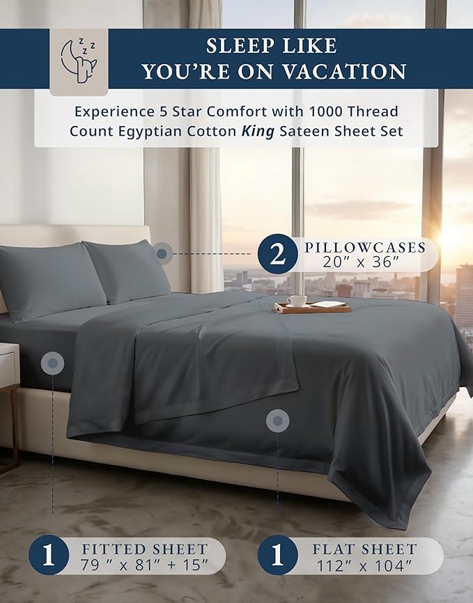 Cooling Bed Sheet Set - King - 15 in Deep Pocket