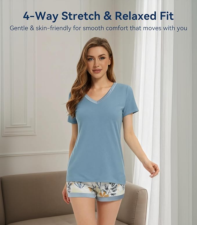 Women's Bamboo Cooling Pajama Set - Short Sleeve - 2 Piece