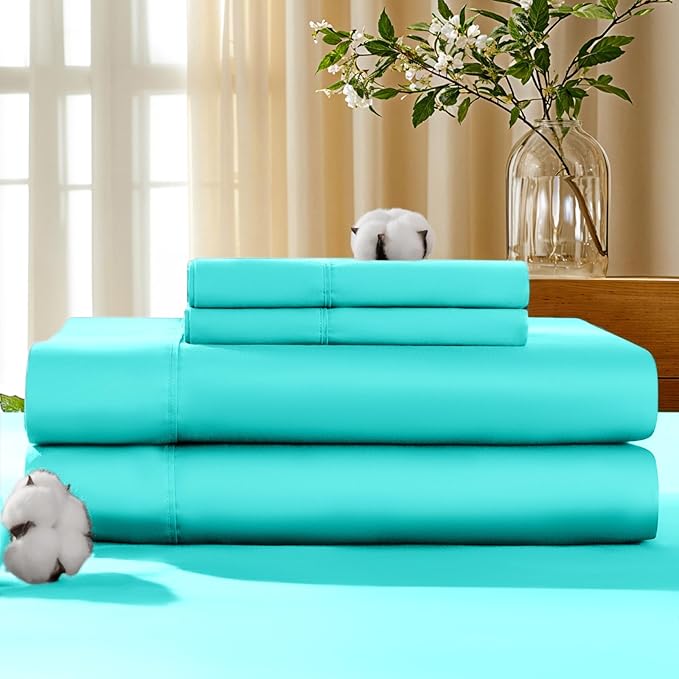 100% Cotton Bed Sheet Set - King - 4 Piece