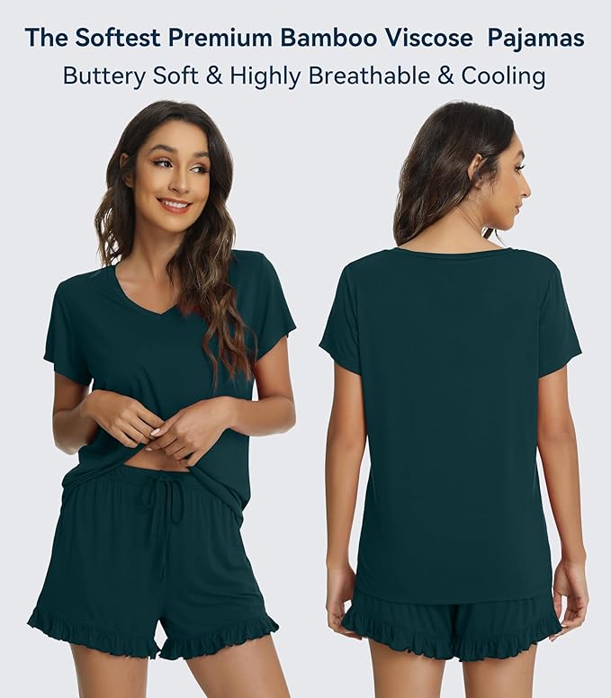 Bamboo Cooling Shorts Pajama Set - Short Sleeve - 2 Piece