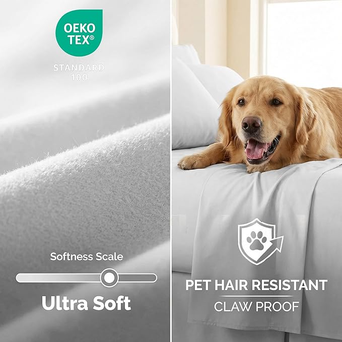 Microfiber Bed Sheet Set - King - 21 in Deep Pocket - 6 Piece