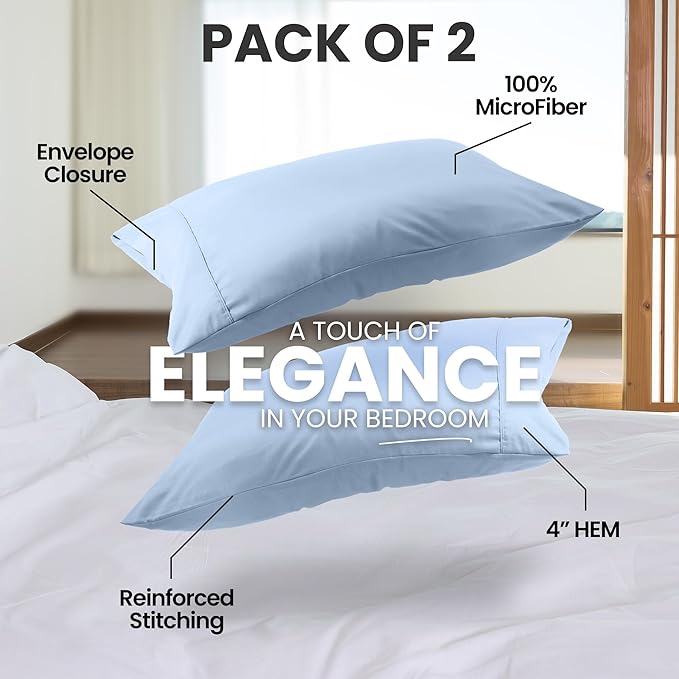 Microfiber Pillowcase Set - Queen - 20 x 30 in - 2 Pack