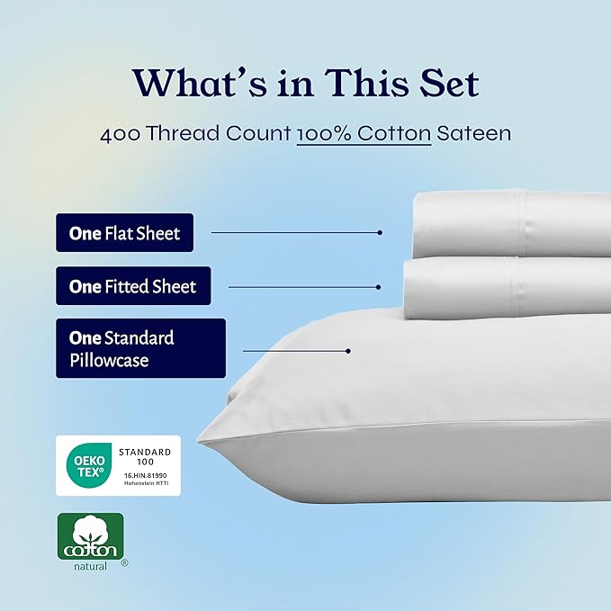 100% Cotton Bed Sheet Set - Twin - 3 Piece