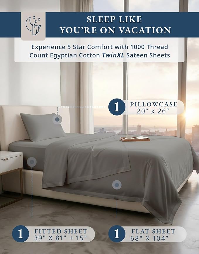 Linen Bed Sheet Set - Twin XL