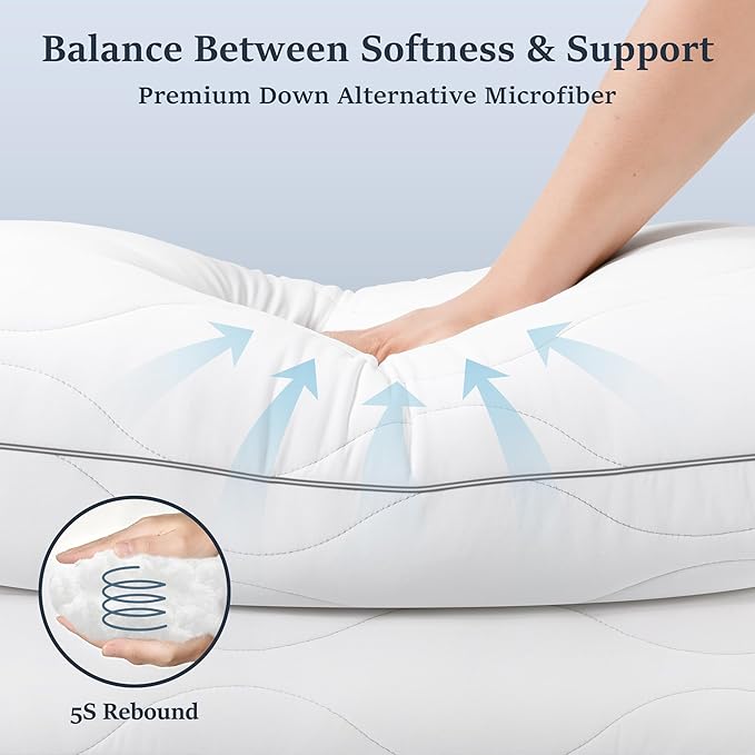 Microfiber Cooling Bed Pillow - Queen - 2 Piece