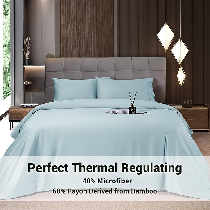 Bamboo Cooling Bed Sheet Set - California King - 4 Piece