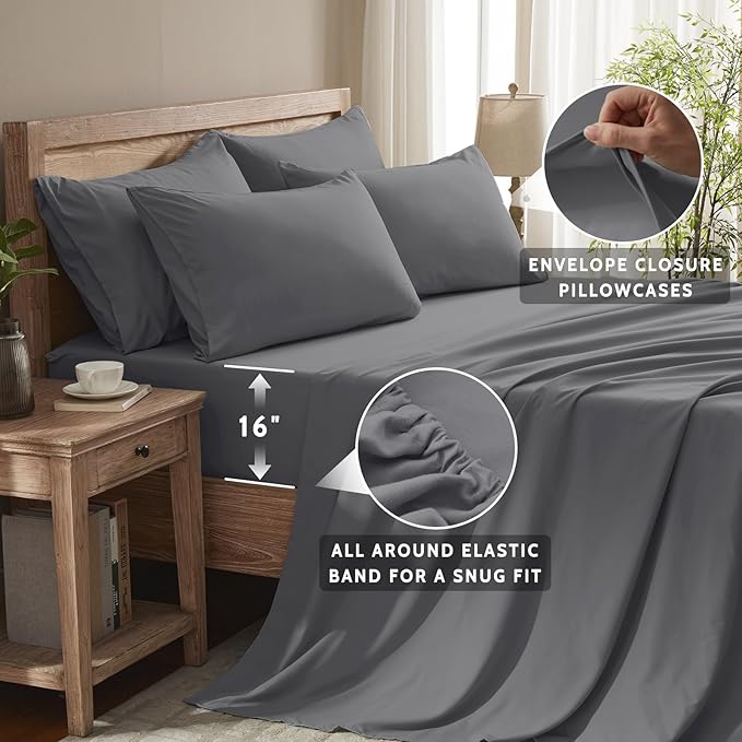 Microfiber Cooling Bed Sheet Set - Full - 6 Piece