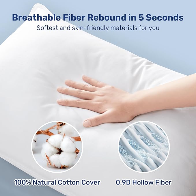 100% Cotton Bed Pillow - King - 2 Piece
