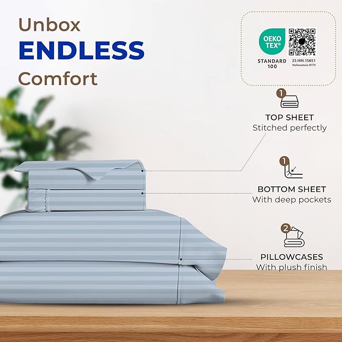 Cooling Bed Sheet Set - Queen - 18 in Deep Pocket - 4 Piece
