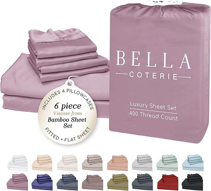 Bamboo Cooling Bed Sheet Set - King - 18 in Deep Pocket - 6 Piece