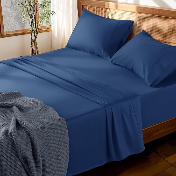 100% Cotton Bed Sheet Set - Queen - 4 Piece