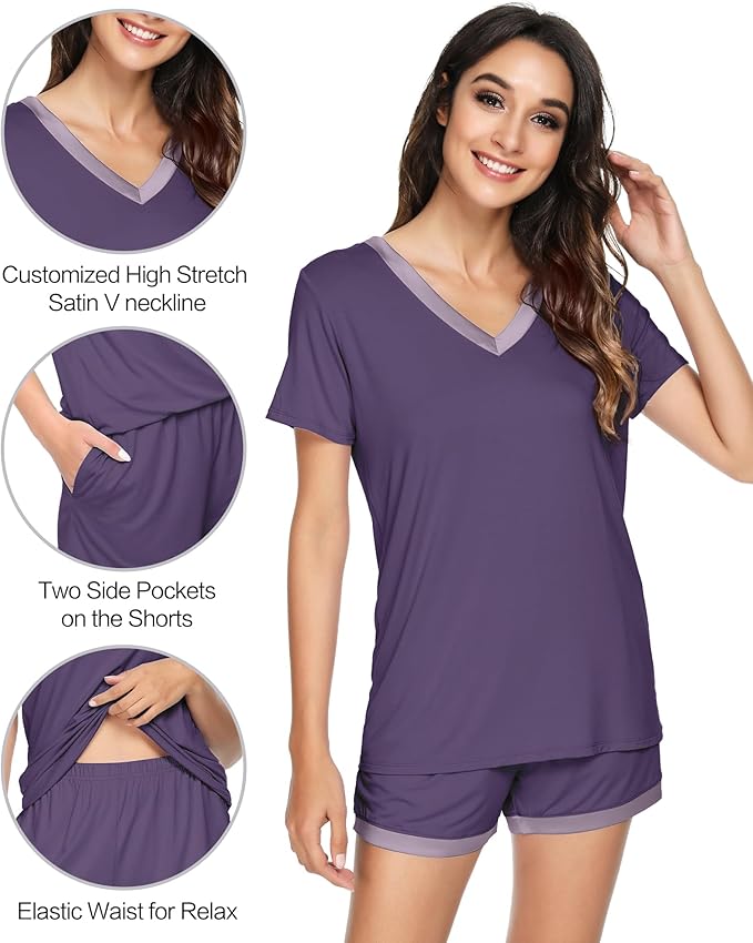 Women's Bamboo Cooling Pajama Set - Short Sleeve - 2 Piece