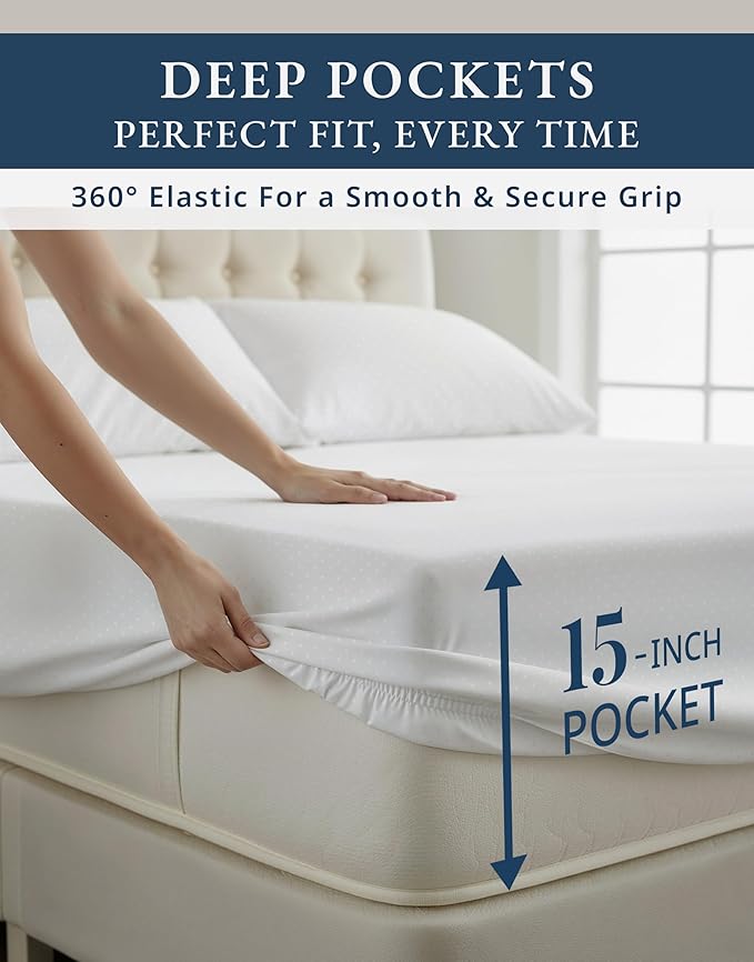 Linen Cooling Bed Sheet Set - Split King - 15 in Deep Pocket - 5 Piece