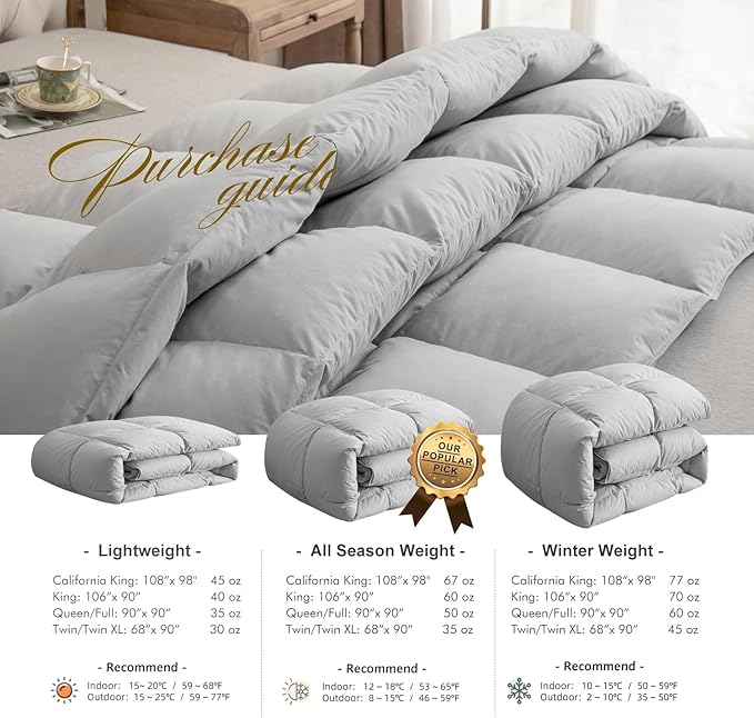 100% Cotton Duvets Down Comforter - King