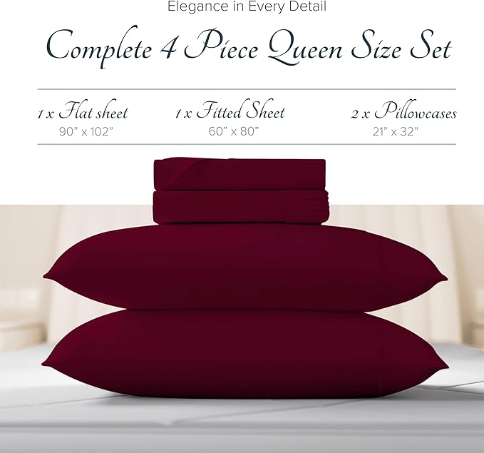 Linen Cooling Bed Sheet Set - Queen - 17 in Deep Pocket - 4 Piece