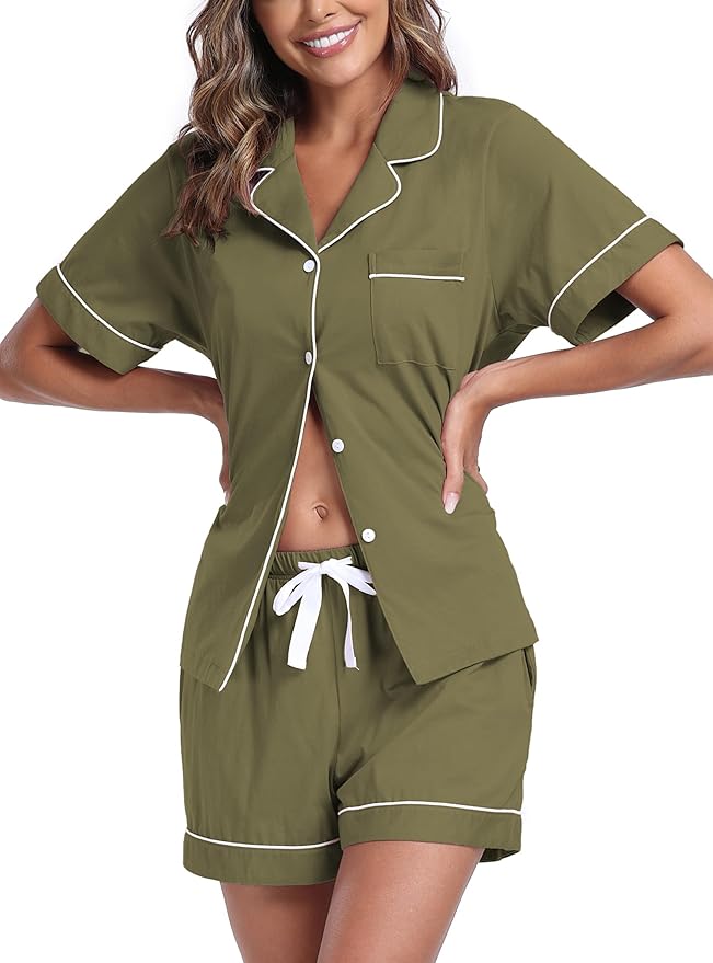 100% Cotton Pajama Set - Short Sleeve - 2 Piece