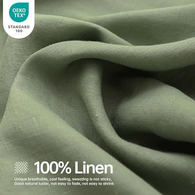 Linen Bed Sheet Set - Queen - 6 Piece