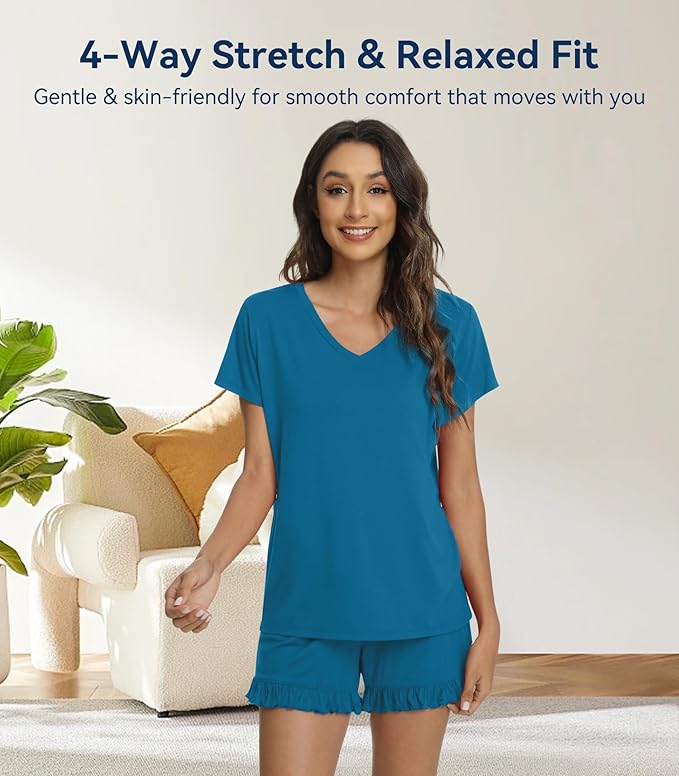 Bamboo Cooling Shorts Pajama Set - Short Sleeve - 2 Piece