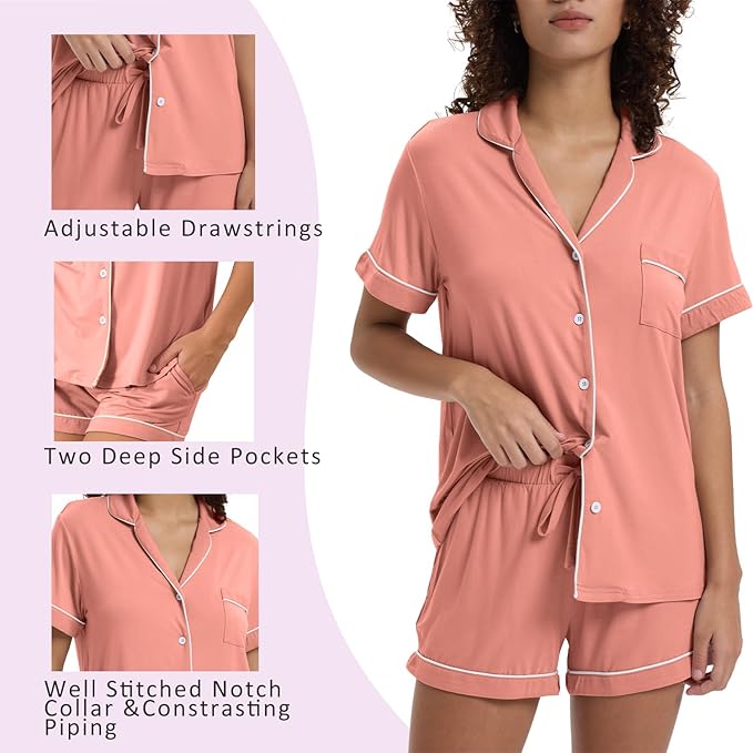 Women's Bamboo Cooling Pajama Set - Short Sleeve - 2 Piece
