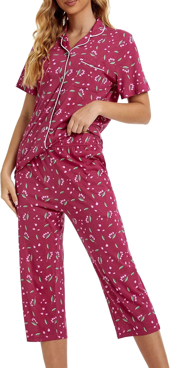Capri Pajama Set - Short Sleeve - 2 Piece