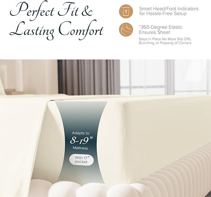 Linen Cooling Bed Sheet Set - Queen - 17 in Deep Pocket - 4 Piece