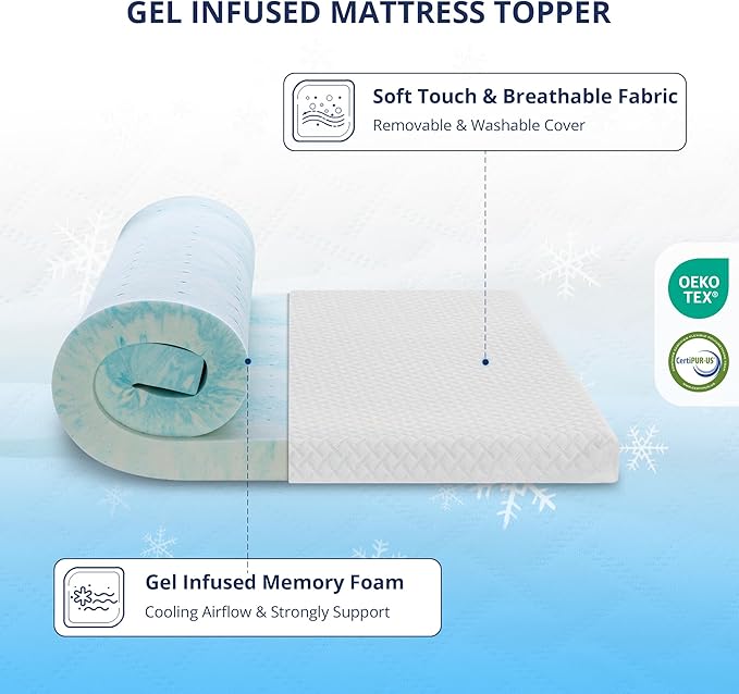 Memory Foam Cooling Mattress Topper - Full