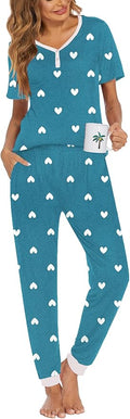 Women's Pants Pajama Set - Short Sleeve - 2 Piece