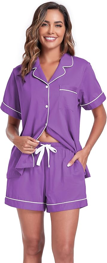 100% Cotton Pajama Set - Short Sleeve - 2 Piece