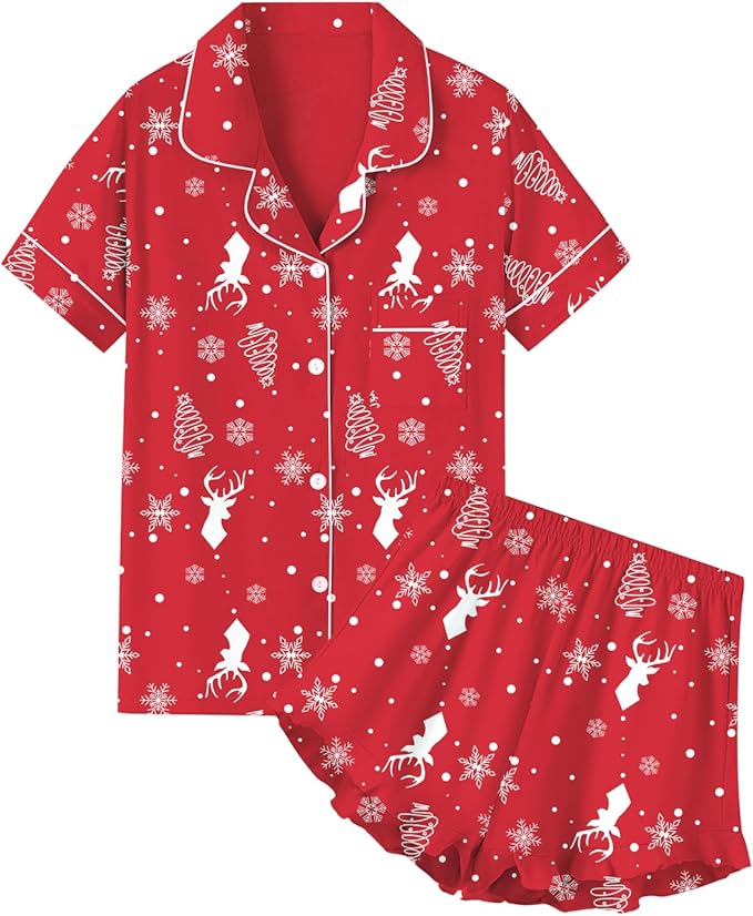 100% Cotton Shorts Pajama Set - Short Sleeve - 2 Piece