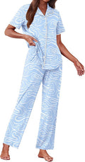 Women's Pants Pajama Set - Short Sleeve - 2 Piece