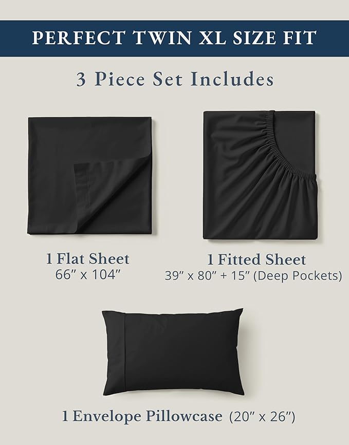 Linen Bed Sheet Set - Twin XL - 3 Piece
