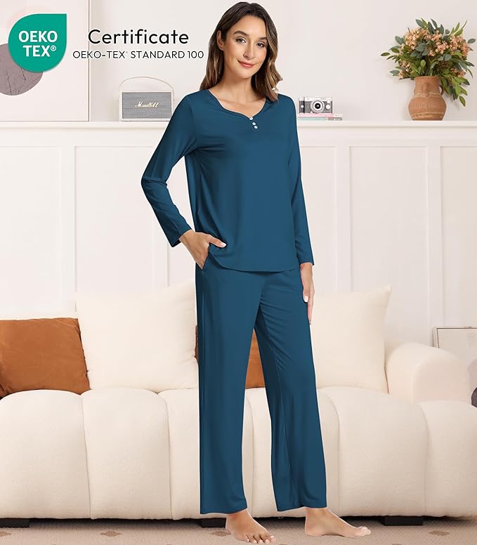 Women's Bamboo Pants Pajama Set - Long Sleeve - 2 Piece