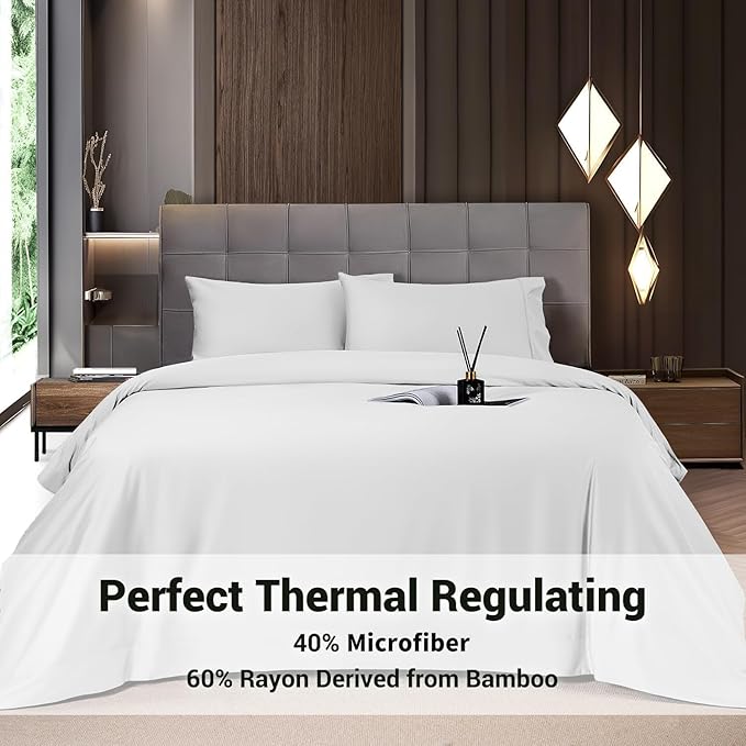 Bamboo Cooling Bed Sheet Set - King - 4 Piece