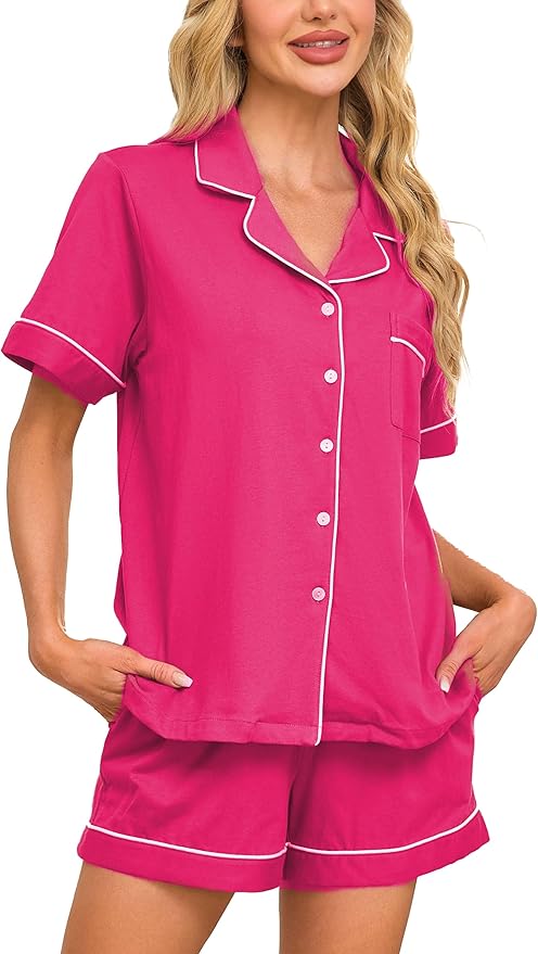 100% Cotton Pajama Set - Short Sleeve - 2 Piece