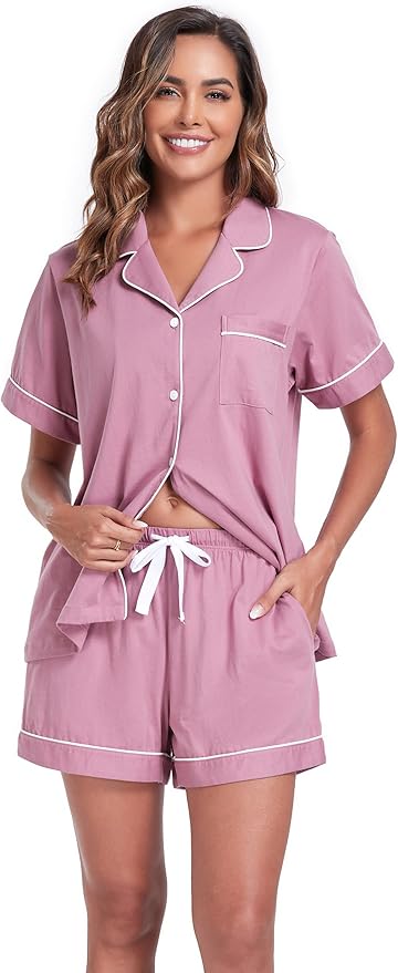 100% Cotton Pajama Set - Short Sleeve - 2 Piece