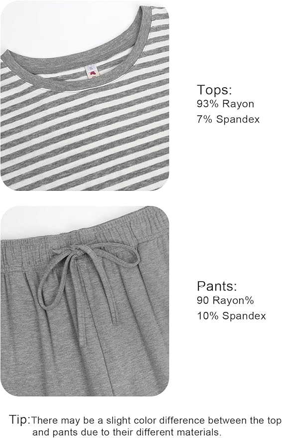 Women's Loungewear Set - Short Sleeve - Pants - 2 Piece