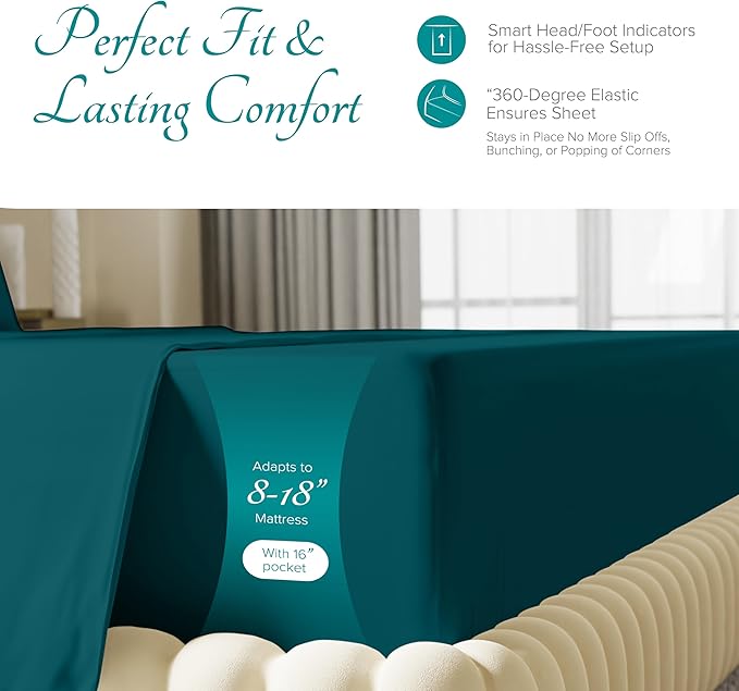 Linen Cooling Bed Sheet Set - California King - 16 in Deep Pocket - 4 Piece