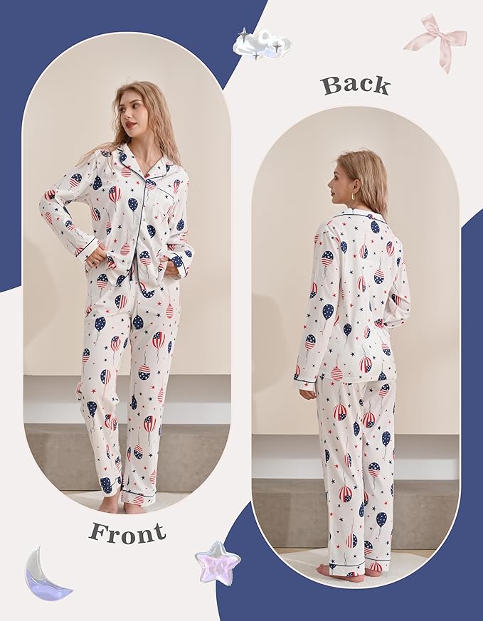 Women's 100% Cotton Pajama Set - Long Sleeve