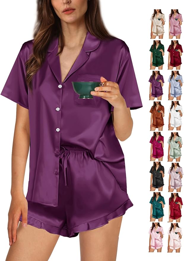Women's Satin Pajama Set - 2 Piece