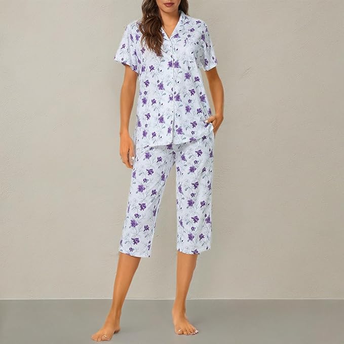 Capri Pajama Set - Short Sleeve - 2 Piece