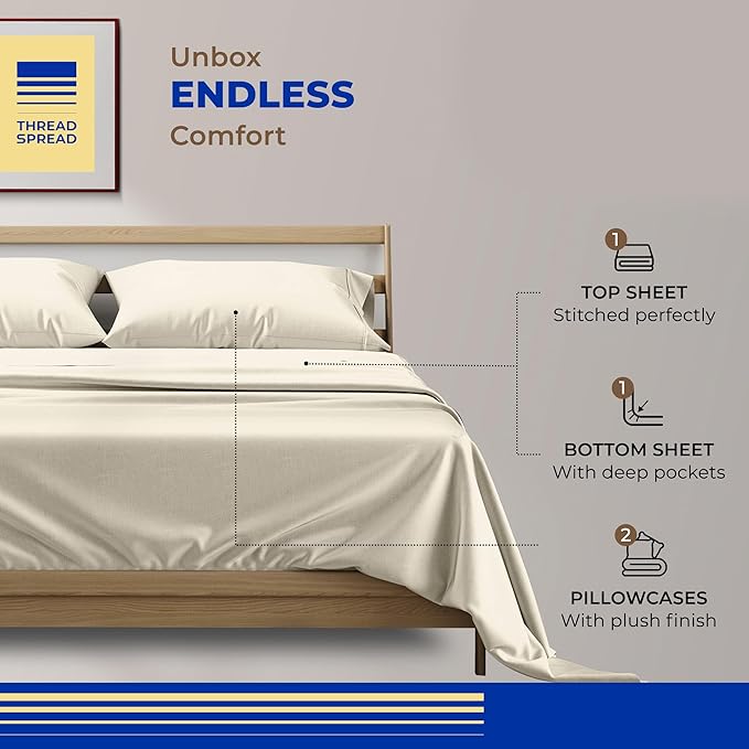 Cooling Bed Sheet Set - Queen - 16 in Deep Pocket - 4 Piece