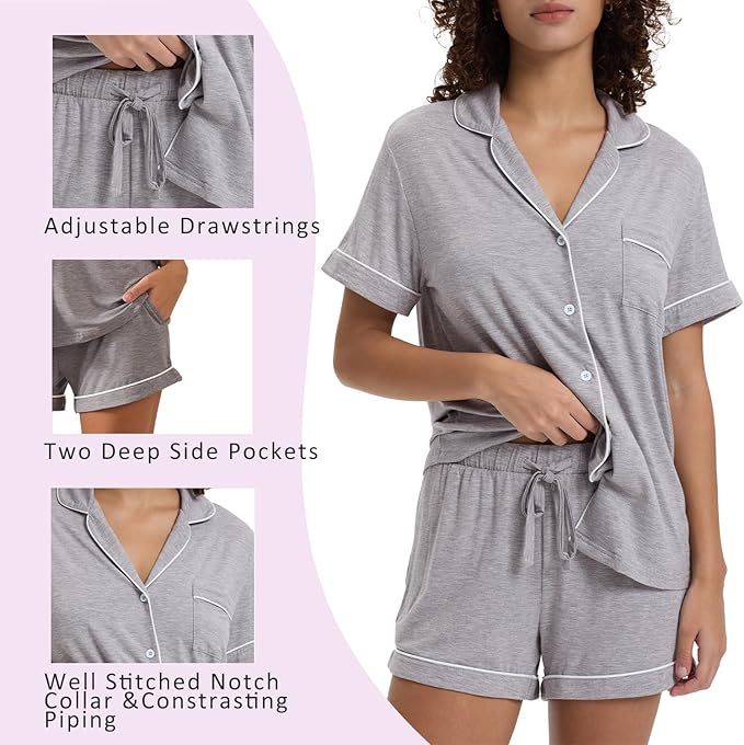 Women's Bamboo Cooling Pajama Set - Short Sleeve - 2 Piece
