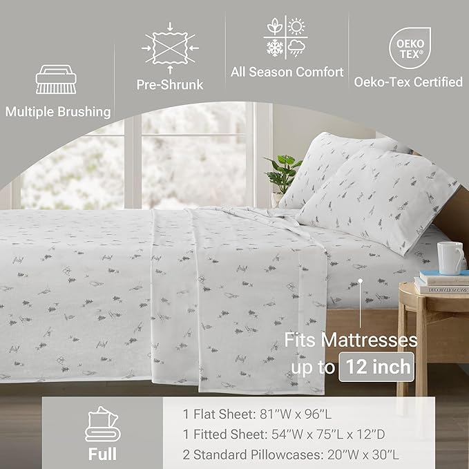 100% Cotton Bed Sheet Set - Full - 4 Piece
