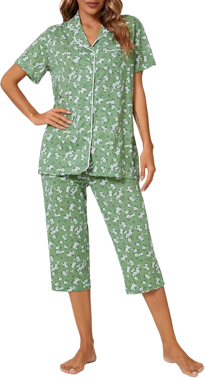 Capri Pajama Set - Short Sleeve - 2 Piece