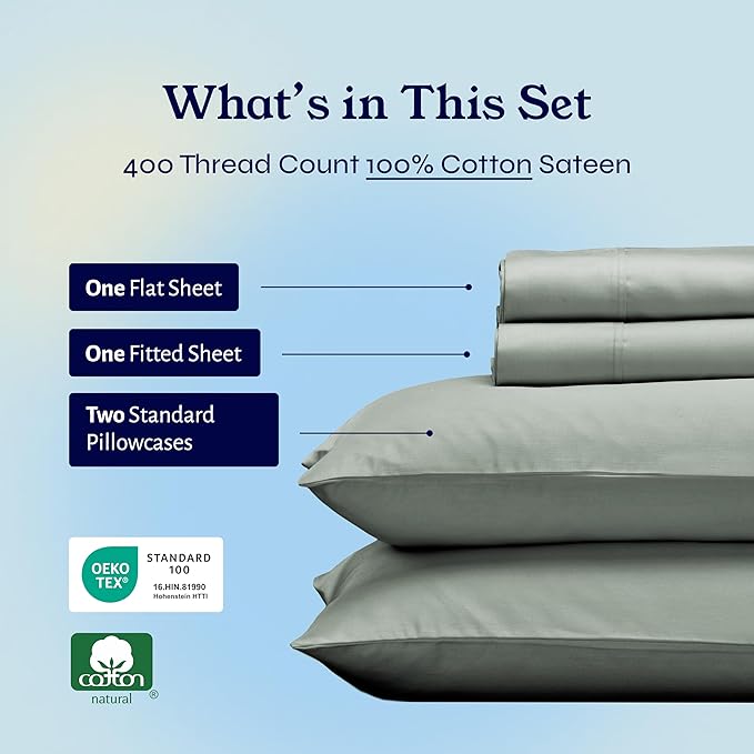 100% Cotton Bed Sheet Set - Full - 4 Piece